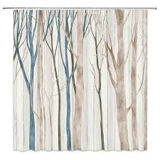Birch Tree Shower Curtain Amazon Com Boyian Tree Shower Curtain Decor Hand Painted Literary Style Birch Brown Blue Forest Fab Shower Curtain Decor Painted Curtains Tree Shower Curtains