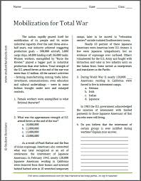 Mobilization For Total War Free Printable Reading With Questions For High School U S History Classes Total War This Or That Questions History Class