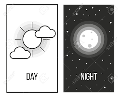 Pngtree offers day and night png and vector images, as well as transparant background day and night clipart images and psd files. Day And Night Sun And Moon Black And White Vector Illustration Royalty Free Cliparts Vectors And Stock Illustration Image 96687982