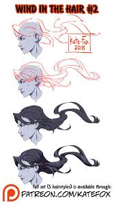 Wind In The Hair Ref Set 2 Kate Fox On Patreon How To Draw Hair Hair Reference Anime Hair