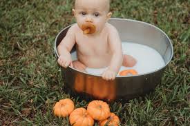 (both nursing or pumping) some also do milk bath photos to celebrate age goals of their littles like six months or a year. Pumpkin Milk Bath Photoshoot Mommy Ocean