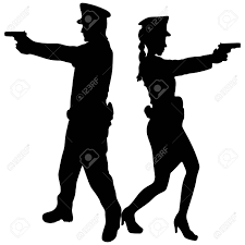 Police woman hand drawn outline doodle icon. Woman Police Officer And Policeman With Handguns Aiming Royalty Free Cliparts Vectors And Stock Illustration Image 61763083