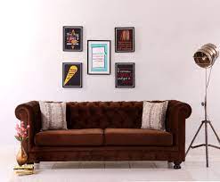 Buy Henry 3 Seater Sofa Velvet Indigo Blue Online In India Wooden Street Seater Sofa Sofa Set Designs Wooden Sofa Set