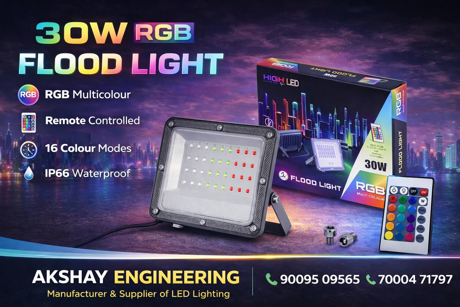 30W LED RGB Flood Light - LED Multicolour Halogen Light product image