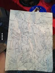 Kindergartener Daughter Was Bored And Decided To Crumple Up A Piece Of Paper And Trace The Lines Kindergarten Art Art Lessons For Kids Art Lessons