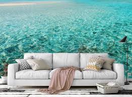 3d Watercolor Green Ocean Wallpaper Mural Peel And Stick Etsy Mural Wallpaper Ocean Wallpaper Green Ocean