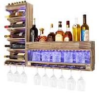 Amazon.com: Homde Wine Rack with LED Light Wall Mounted Wood ...