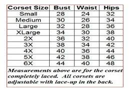 Size Charts For Lingerie Corsets Stockings Tights