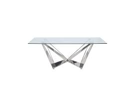 Prominent & leading manufacturer from ahmedabad, we offer glass stainless steel top dining table, 4 seater dining table, restaurant dining table, ss dining table with our expertise and trustworthiness, we are engaged in offering an optimum quality range of glass top dining table. Dekel Clear Glass Stainless Steel Dining Table Harlem Furniture