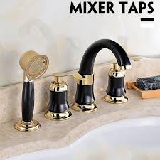 Maybe you would like to learn more about one of these? 4pcs Bathroom Faucet Cold Hot Mixer Tap Ceramic Valve Core Basin Faucet Bathtub Faucet Deck Mounted Tub Sink Water Faucet Kjop Til Lave Priser I Nettbutikken Joom