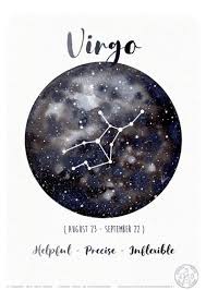 Astrology Card Zodiac Signs Virgo Horoscope Planets Watercolor Constellation Illustration Galaxy Drawing Gift Idea September Month Galaxy Drawings Zodiac Signs Virgo Zodiac Signs Pisces