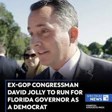 Former Republican Congressman David Jolly has announced that he is running  for governor of Florida and will do so as a Democrat.  http://specne.ws/xUj52k