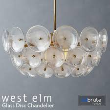 Atomic space age pendant lamp like acona biconbi by bruno murani ceiling light, white metal amber glass round prism fixture. Glass Disc Chandelier Disk Chandelier Ceiling Lights West Elm Chandelier