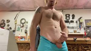 Construction worker jack off in workshop Ginger uncut. Gym bro