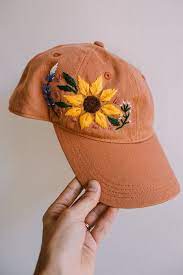 Digital Download Mire Made Embroidery Pattern Make Your Own Embroidered Hat Sunflower 1 Hat Embroidery Embroidery On Clothes Embroidered Hats