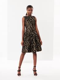 Oscar De La Renta Lurex Leaf Cloque Cocktail Dress Dresses Cocktail Dress Ready To Wear