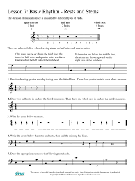 I like to chant straight through 4, back to 3, into 2 and add a c. Music Theory Worksheet 7 Rests Stems Musical Notation Musical Forms