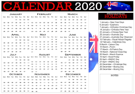 Australia 2020 Calendar With Holidays Holiday Printable Templates Holiday Printables Holiday Calendar