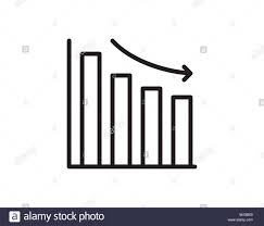 Graph Chart Down Icon Down Arrow Symbol Flat Vector