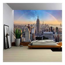 New York Skyline With Skyscrapers Wall Decor In New York Bedroom Wallpaper Black And White Wallpaper New York Bedroom