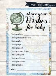 Wishes For Baby Shower Game Printable Welcome To The World Etsy Printable Baby Shower Games Baby Shower Wishes Adventure Baby Shower