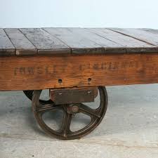 Original coffee table on wheels : Antique Vintage Luggage Cart Coffee Table Circa 1920 With Cast Iron Wheels At 1stdibs