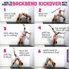 How To Practice Backbend Kickover Using Wall For Advanced Yoga Poses Or Practicing Gymnastics Yoga Poses Advanced Gymnastics For Beginners Easy Yoga Workouts