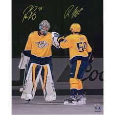 Pekka rinne 2009 10 upper deck sgc coa autograph authentic hand signed. Pekka Rinne Roman Josi Nashville Predators Fanatics Authentic Autographed 16 X 20 Spotlight Photograph