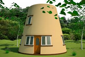 Earthbag Tower House Earthbag House Plans A round tower and gambrel roof draw all eyes to this splendid home.