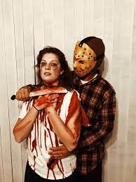 Two horror icons face off in this supernatural movie. Jason Voorhees And His Victim Costume Jason Couple Halloween Costume Couples Costumes Halloween Jason