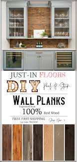 Transform Walls With Peel And Stick Wood Planks By Just In Floors In 2020 Kitchen Wall Design Wood Plank Walls Kitchen Wall Decor