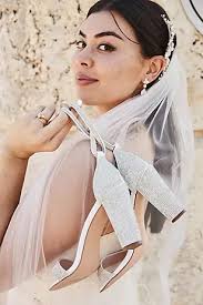 Crystal Block Heel Sandals with Shimmering Accents