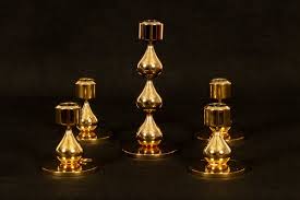 Old antique gold plated brass candlestick with handle and sale: Danish Gold Plated Candle Holders By Hugo Asmussen For Design Asmussen 1970s Set Of 5 For Sale At Pamono