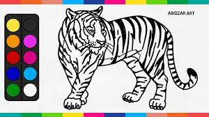 Add the nose line, eyes, and ears. Tiger Drawing Coloring Easy For Kids Toddlers Menggambar Hewan Harimau Tiger Drawing Drawings Drawing For Kids
