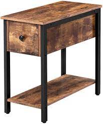 Easily move this modern table and all its vintage elegance to wherever you need it most. Hoobro Side Table With Drawer Small Bedside Table Sofa Table With Shelf Slim Bedside Cabinet In Industrial Design Easy To Assemble For Living Room Dark Brown Ebf04bz01 Amazon De Home Kitchen