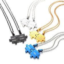 Forever and always couples necklace set, long distance relationship, his and hers jewelry, boyfriend girlfriend gift, puzzle piece jewelry please leave the. Personalized Free Engraving Bff Puzzle Necklace 2 8 Pieces Puzzle Jewelry Puzzle Piece Necklace Bff Necklaces