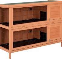 Amazon.com: PawHut Jaula grande de madera para conejos, de ...