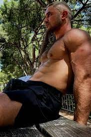 Shirtless Male Muscular Mature Bearded Hunk Masculine Hairy Man PHOTO 4X6  G1690 | eBay