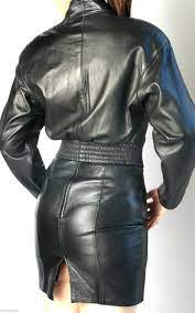 Firenze Tight Black Leather Suit Jacket And Skirt 4 6 Clothes Black Leather Skirts Leather Outfit
