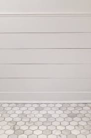 Black And White Hex Tile With Gray Grout Powder Room Planks Powder Room Bathroom Floor Tiles Bathroom Flooring
