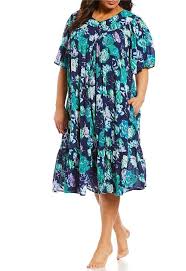 Patio Plus Floral Print Crinkled Patio Dress Crinkled Dress Features Patio Dress Plus Size Sleepwear Womens Fashion Casual