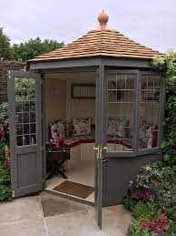 Backyard Corner Writing Outbuilding Www Ginaritter Com Www Facebook Com Holidayshenanigans Summer House Garden Small Patio Garden Backyard Gazebo
