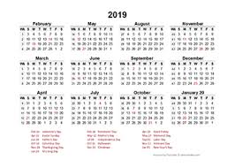 Only print the required months; Free Printable 2019 Accounting Calendar Templates