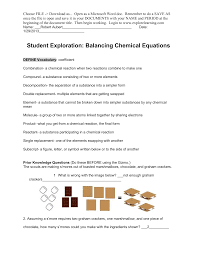 Student exploration balancing chemical equations gizmo practice balancing chemical equations by changing the coefficients of reactants and products. Balancing Equations