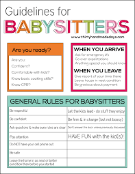 guidelines for babysitters thirty handmade days