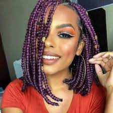36 Medium Box Braids Style Ideas Trending Now Thrivenaija Short Box Braids Hairstyles Purple Box Braids Medium Box Braids