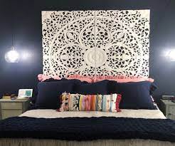 White Mandala Headboard King Wooden Wall Art 71 Lotus Etsy King Headboard Mandala Headboard Headboard