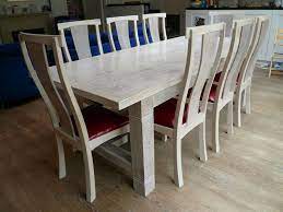Lime Washed Handmade Oak Refectory Dining Table With Matching Chairs Live Edge Slab Dining Table Slab Dining Tables Handmade Table