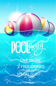 Affiche De Fete De Piscine Avec Des Ballons Gonflables Illustration Vectorielle Clip Art Libres De Droits Vecteurs Et Illustration Image 81649369