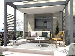 大人女子の配色のテラスでティータイムを テラス屋根 おしゃれ アウトドアスペース ガーデン デザイン